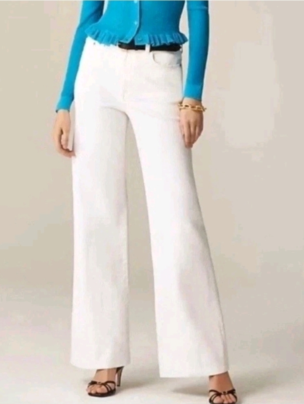 J Crew High Rise Wide Leg Denim Trouser White Size 32 Petite